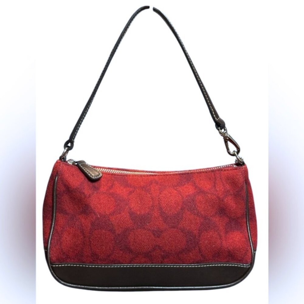 Coach vintage signature wool demi shoulder bag Y2K #7720 EUC